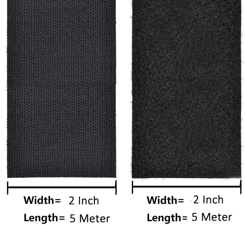 IHKFILAN 2'' Width x 5 Meters Length Black Sew On Hook and Loop Tape Fastening Nylon Fabric Tape (Black, 2 Inch x 5 Meters) - Image 4